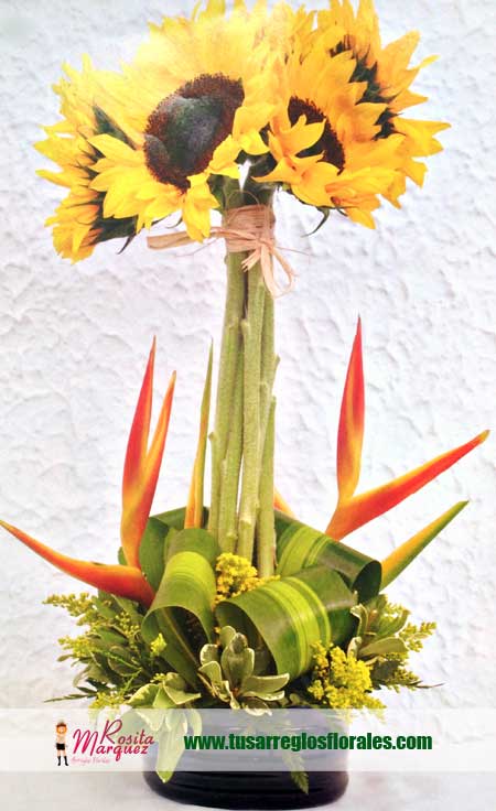 Arreglo floral con girasoles para cumpleaños y eventos